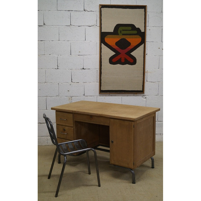 Vintage institutional desk and chair - 1950s