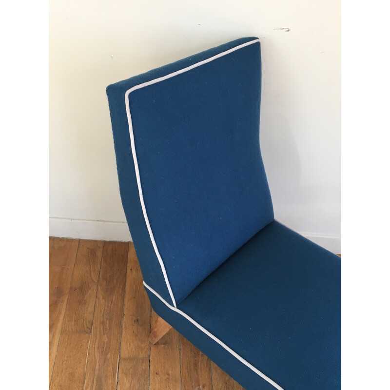 Set of 2 vintage french blue low chairs - 1950s