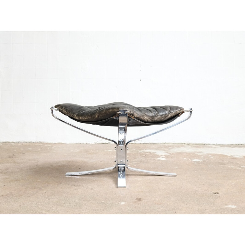 Vintage chromed "Falcon" Ottoman by Sigurd Ressell for Vatne Møbler - 1970s