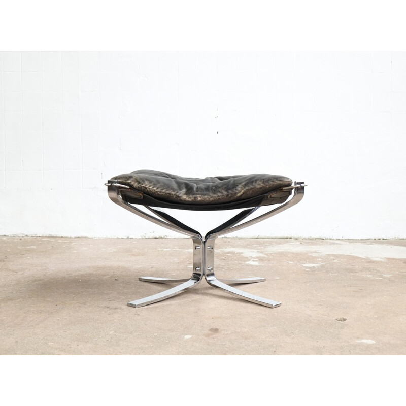 Vintage chromed "Falcon" Ottoman by Sigurd Ressell for Vatne Møbler - 1970s