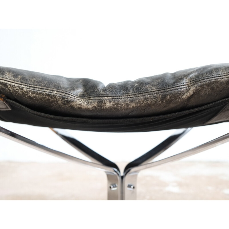 Vintage chromed "Falcon" Ottoman by Sigurd Ressell for Vatne Møbler - 1970s