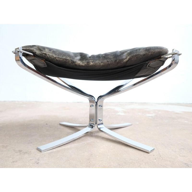 Vintage chromed "Falcon" Ottoman by Sigurd Ressell for Vatne Møbler - 1970s