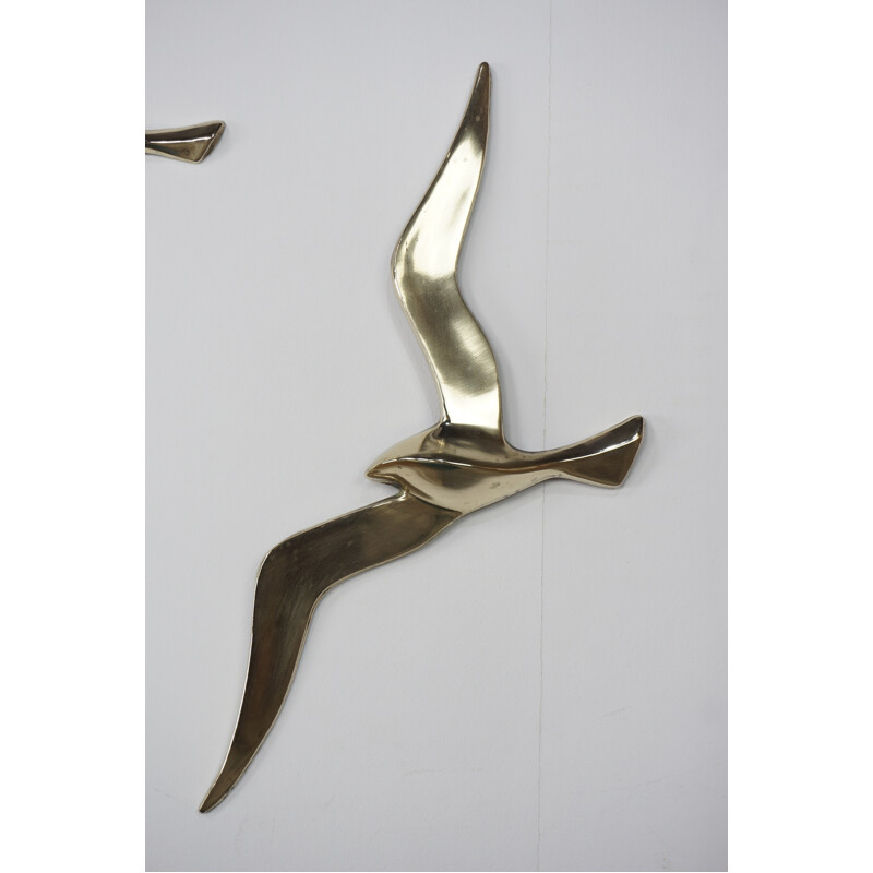 Vintage set of flight of birds in brass - 1960s