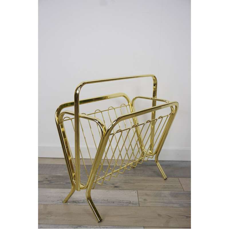 Vintage magazine rack in brass - 1970s