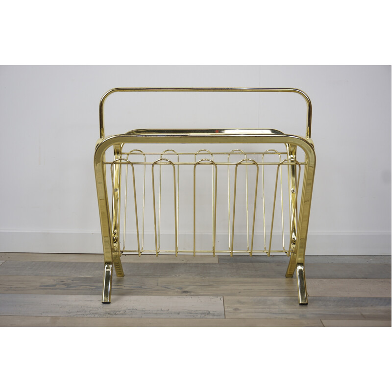 Vintage magazine rack in brass - 1970s