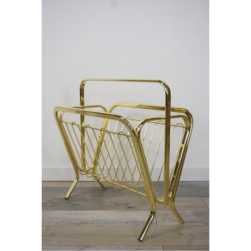 Vintage magazine rack in brass - 1970s