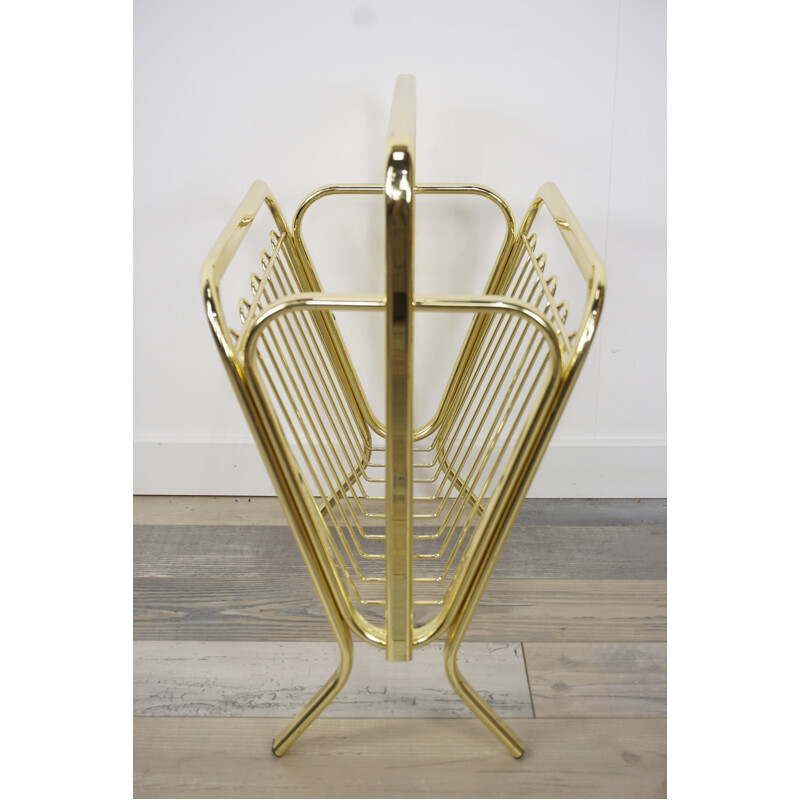 Vintage magazine rack in brass - 1970s