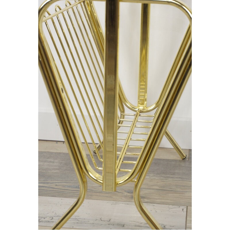 Vintage magazine rack in brass - 1970s