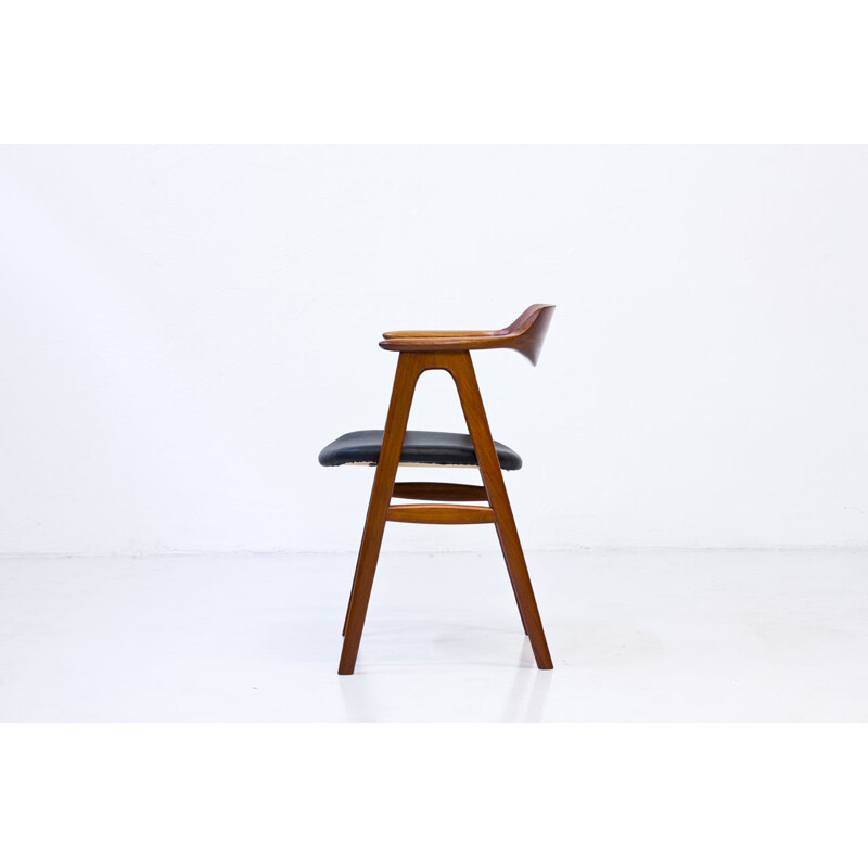 Vintage desk chair in Teak & Leather by Erik Kirkegaard for Høng Stolefabrik - 1950s