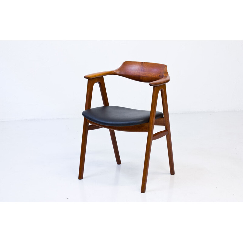 Vintage desk chair in Teak & Leather by Erik Kirkegaard for Høng Stolefabrik - 1950s