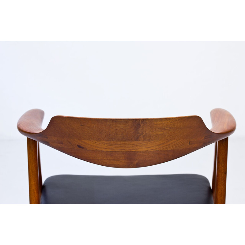 Vintage desk chair in Teak & Leather by Erik Kirkegaard for Høng Stolefabrik - 1950s