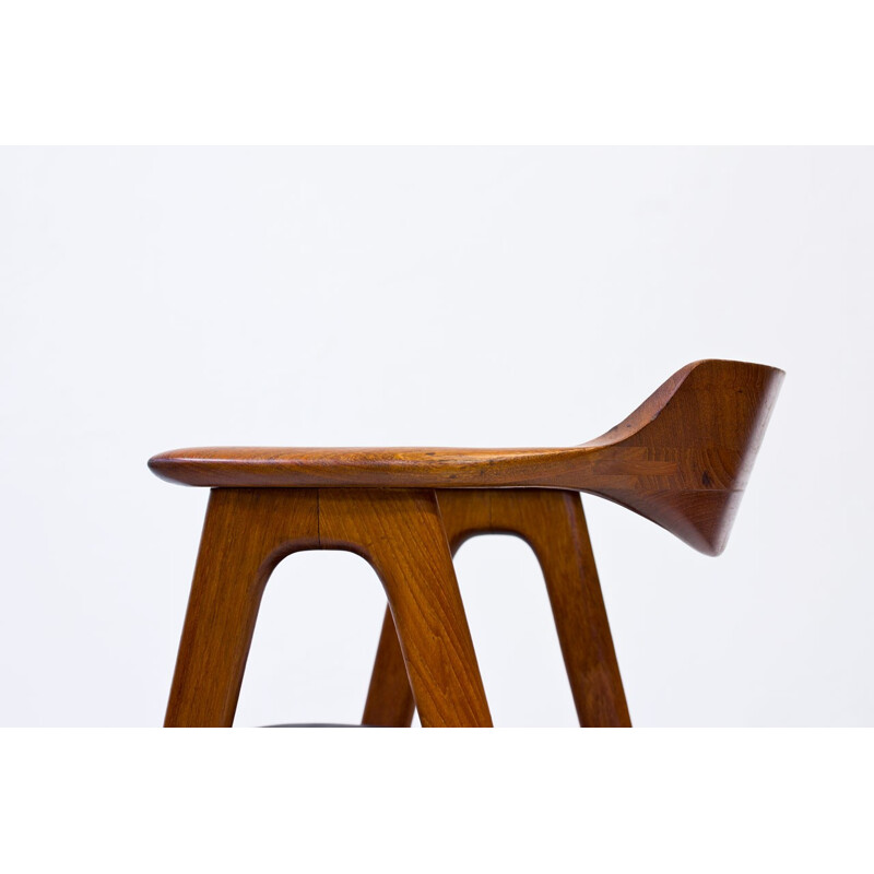 Vintage desk chair in Teak & Leather by Erik Kirkegaard for Høng Stolefabrik - 1950s