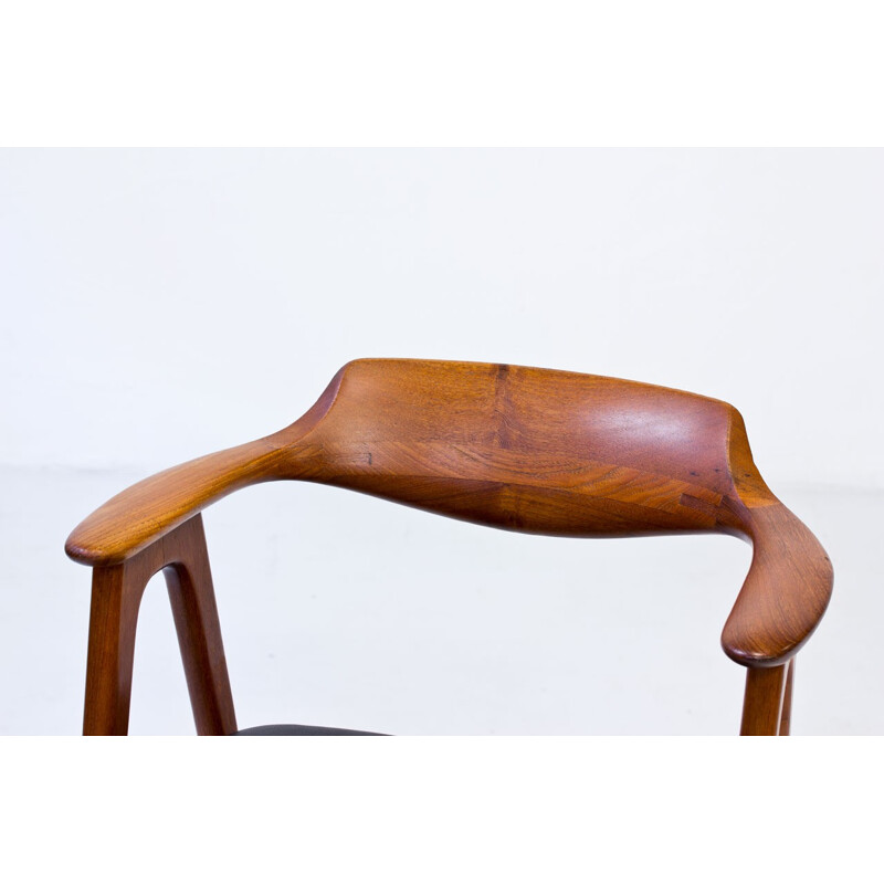 Vintage desk chair in Teak & Leather by Erik Kirkegaard for Høng Stolefabrik - 1950s