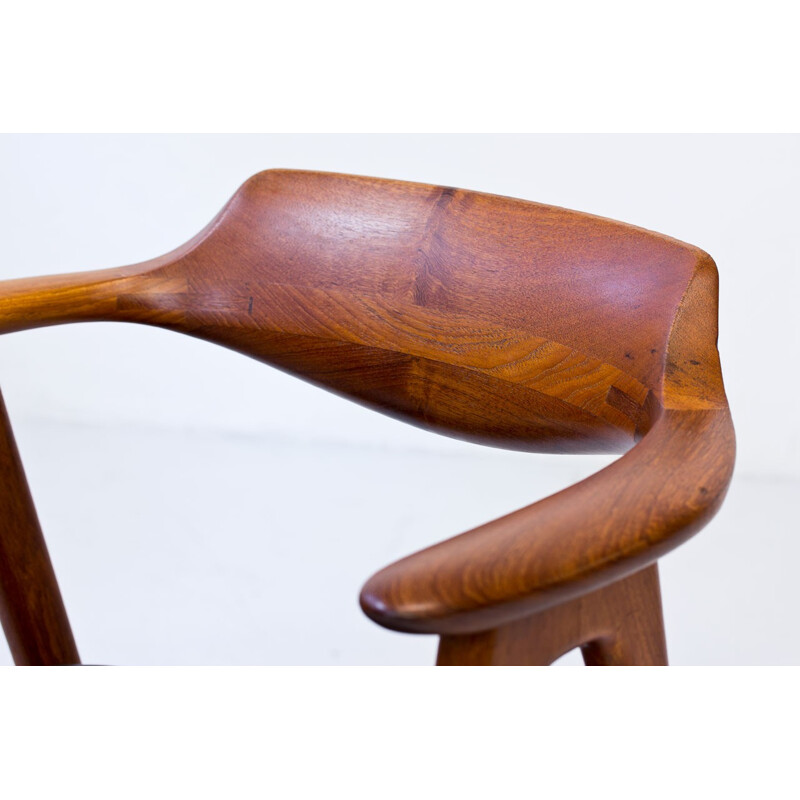 Vintage desk chair in Teak & Leather by Erik Kirkegaard for Høng Stolefabrik - 1950s