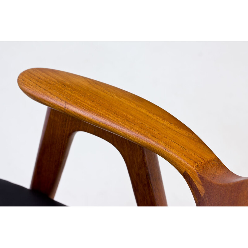 Vintage desk chair in Teak & Leather by Erik Kirkegaard for Høng Stolefabrik - 1950s