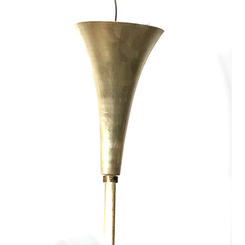 Lámpara de suspensión vintage de hierro forjado de Kobis y Lorence, Francia 1950