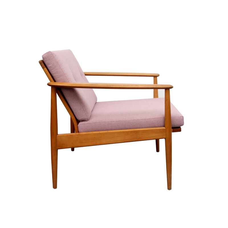 Scandinavische roze beukenhouten fauteuil - 1960