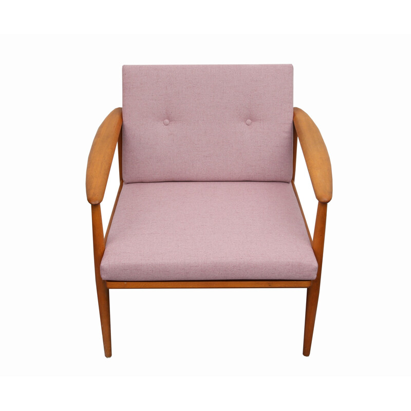 Vintage skandinavischen rosa Sessel aus Buche - 1960