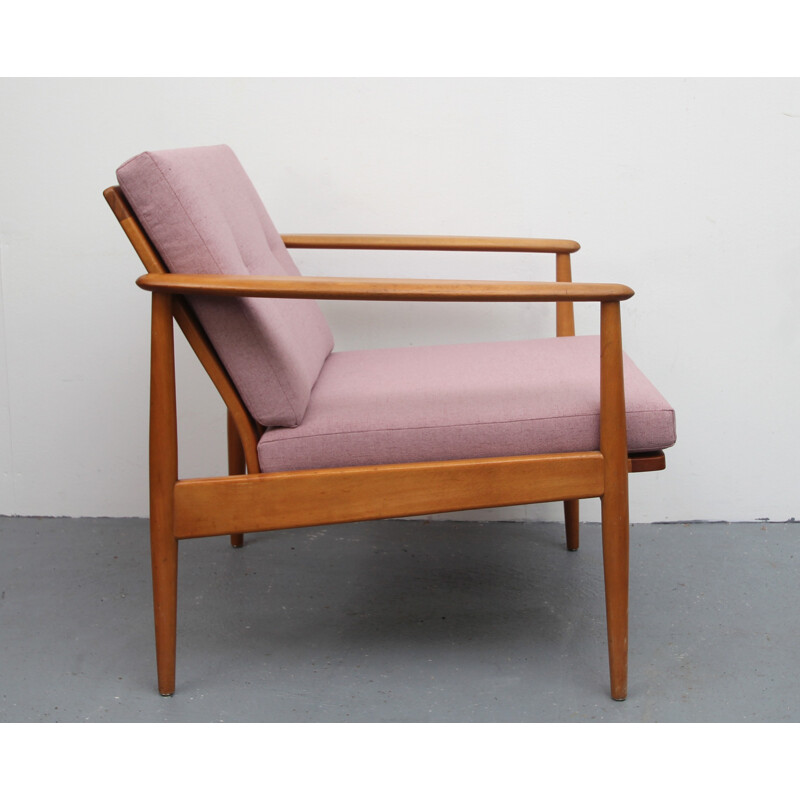 Scandinavische roze beukenhouten fauteuil - 1960