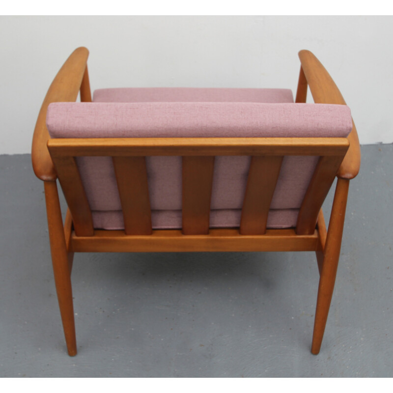 Scandinavische roze beukenhouten fauteuil - 1960