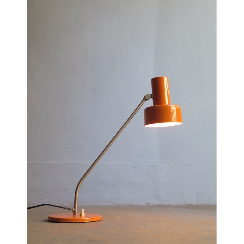 Lampe de bureau vintage en métal orange - 1960