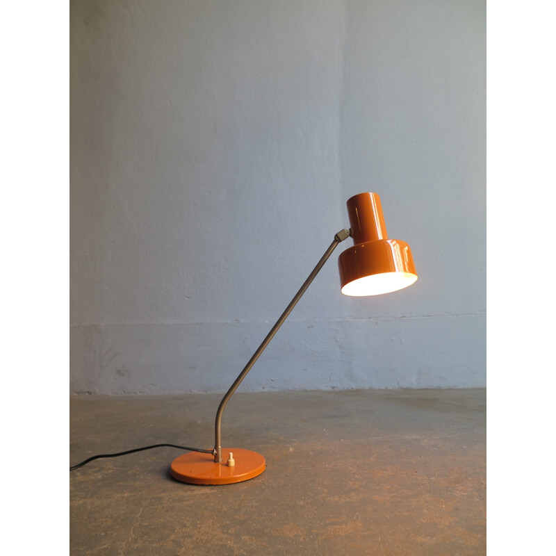 Lampe de bureau vintage en métal orange - 1960