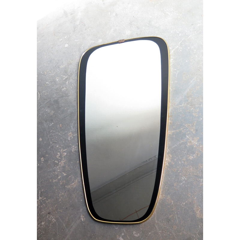 Vintage golden edge and black painted frame mirror - 1960s