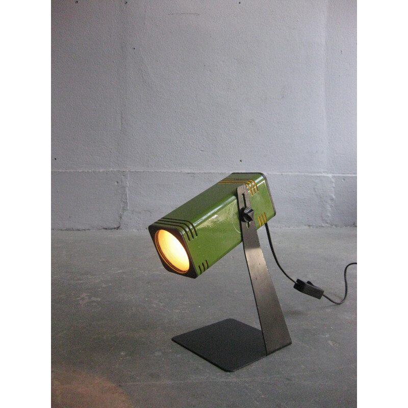 Vintage adjustable green and black desk lamp - 1970s