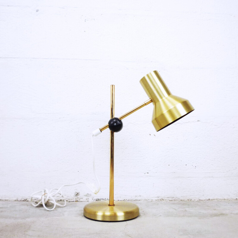 Vintage golden articulated metal desk lamp - 1960s