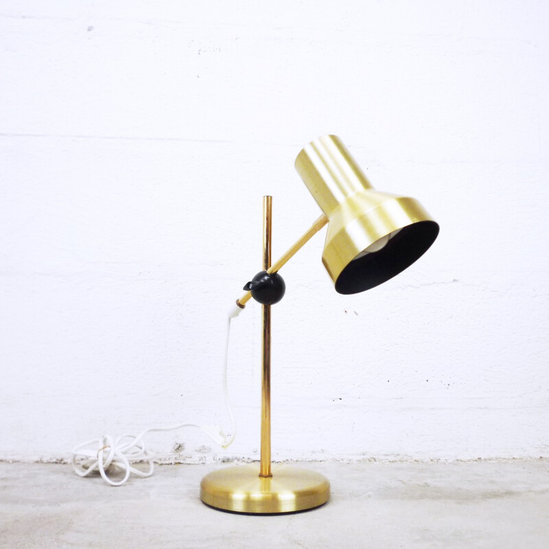 Lampe de bureau vintage dorée en métal articulée - 1960
