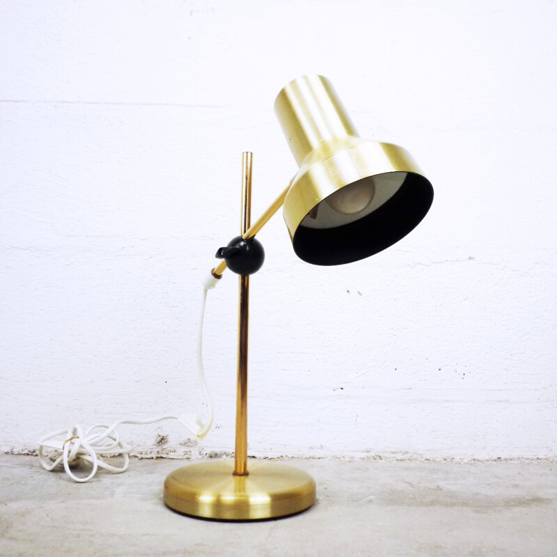 Vintage golden articulated metal desk lamp - 1960s