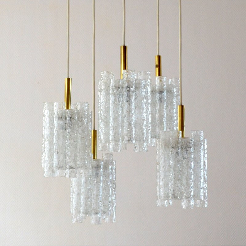 Vintage hanging lamp chandelier by Doria - 1960s