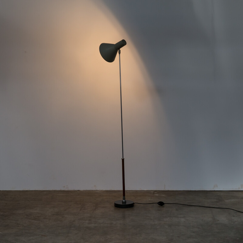 Vintage bendable floorlamp in leather, chrome and metal by Floris Fiedeldij for Artimeta - 1960s