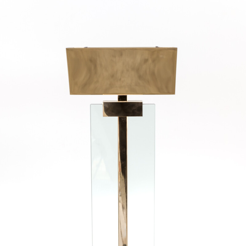 Vintage glass and brass floor lamp by Mauro Martini for Fratelli Martini - 1970s