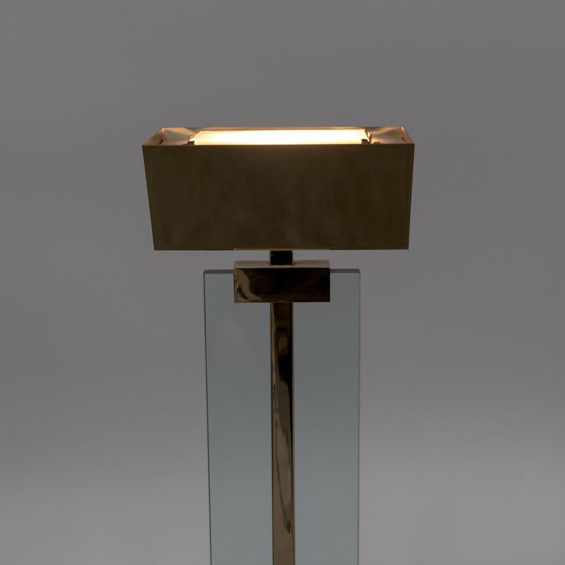 Vintage glass and brass floor lamp by Mauro Martini for Fratelli Martini - 1970s