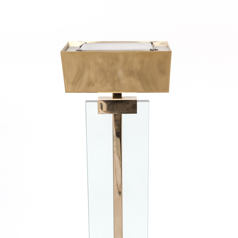 Vintage glass and brass floor lamp by Mauro Martini for Fratelli Martini - 1970s