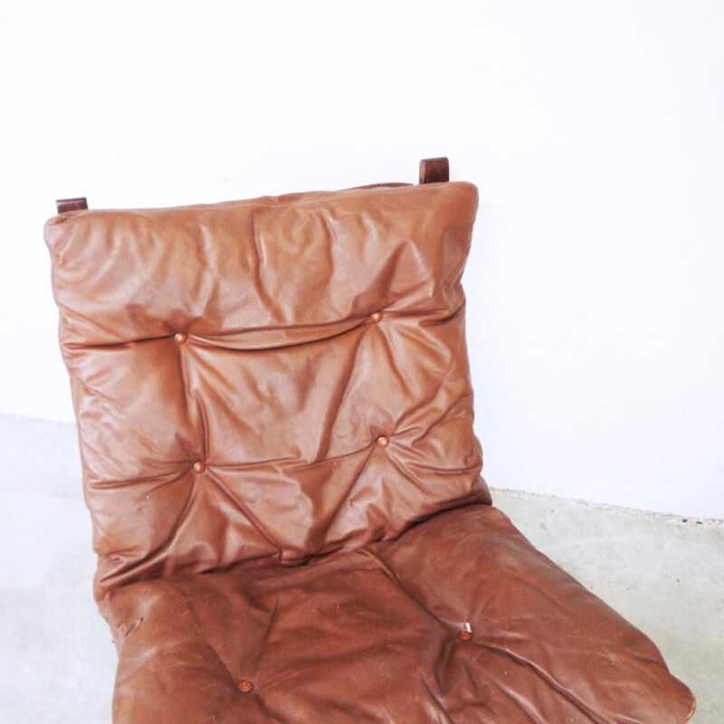 Fauteuil vintage "Siesta" en cuir par Ingmar Relling pour Westnofa - 1960