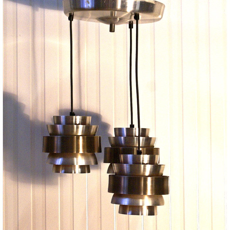 Vintage Pendant Lamp in aluminium by Lakro Amstelveen - 1970s
