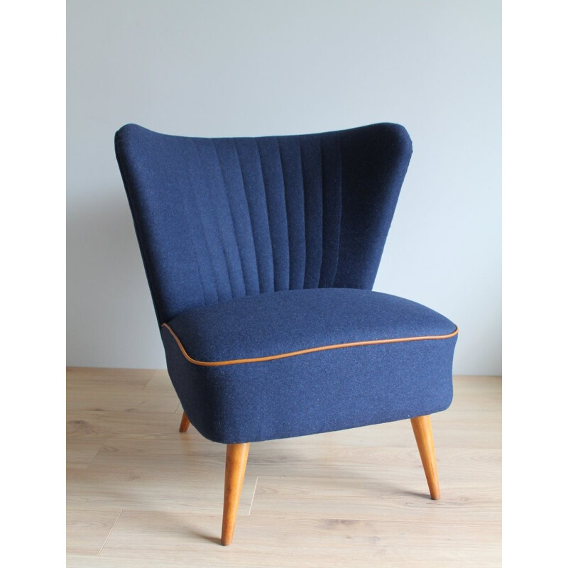 Vintage Cocktail Armchair in blue navy - 1950s