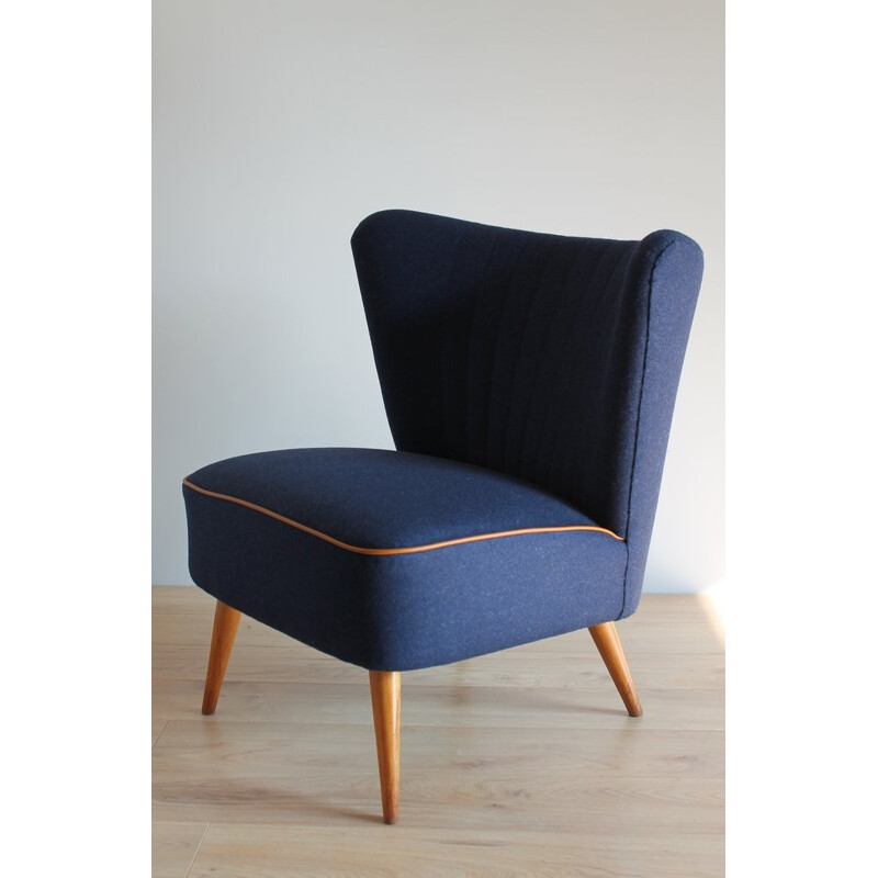 Vintage Cocktail Armchair in blue navy - 1950s