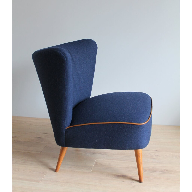 Vintage Cocktail Armchair in blue navy - 1950s