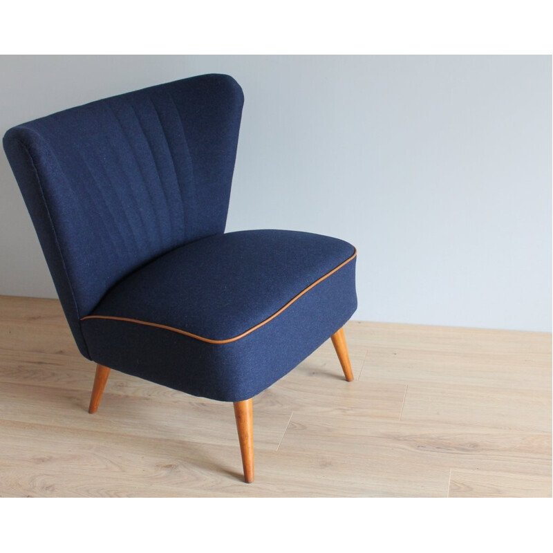 Vintage Cocktail Armchair in blue navy - 1950s