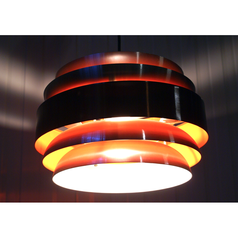 Vintage Pendant Lamp in Orange, light aluminium and dark gold by Lakro Amstelveen - 1970s