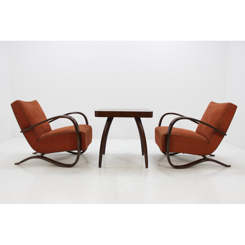 Set of 2 Armchairs "H-269" and Coffee table by Jindrich Halabala - 1960s 