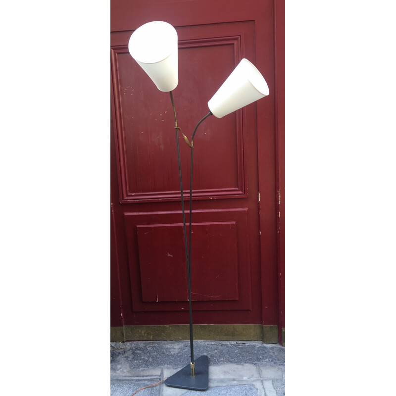 Danish Vintage Floor Lamp with white lampshades - 1960s