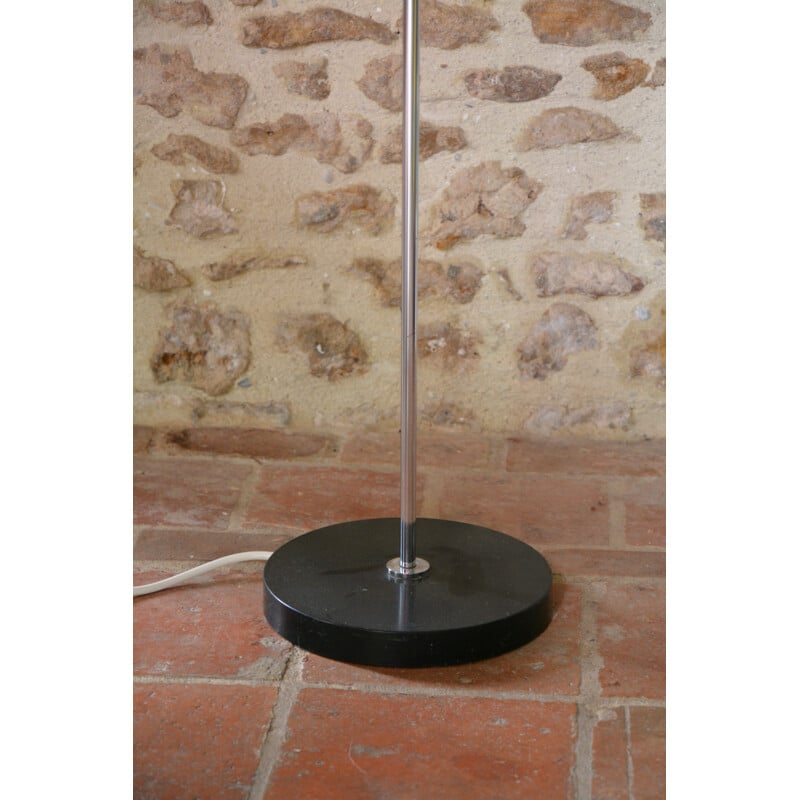 Vintage chrome and black metal floor lamp by D.B.G.M, 1970