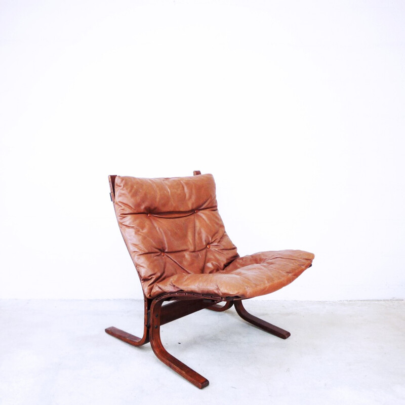 Fauteuil vintage "Siesta" en cuir par Ingmar Relling pour Westnofa - 1960