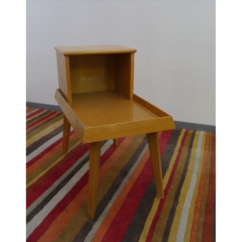 Set of 2 Vintage bedside tables in varnished light oak - 1960s