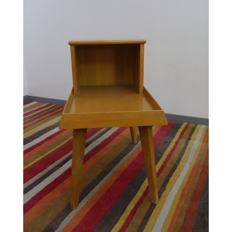 Set of 2 Vintage bedside tables in varnished light oak - 1960s