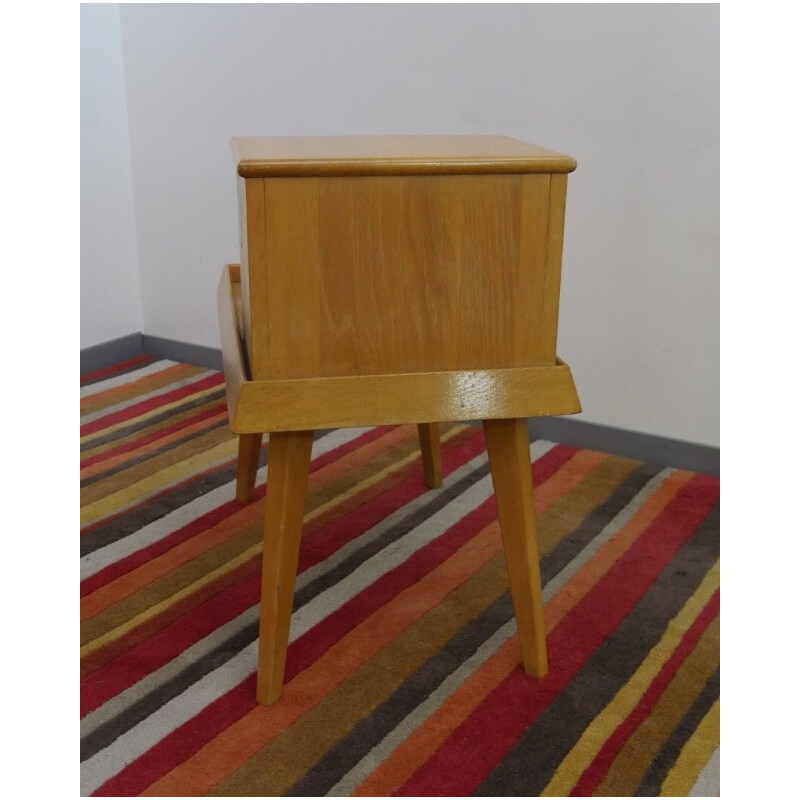 Set of 2 Vintage bedside tables in varnished light oak - 1960s